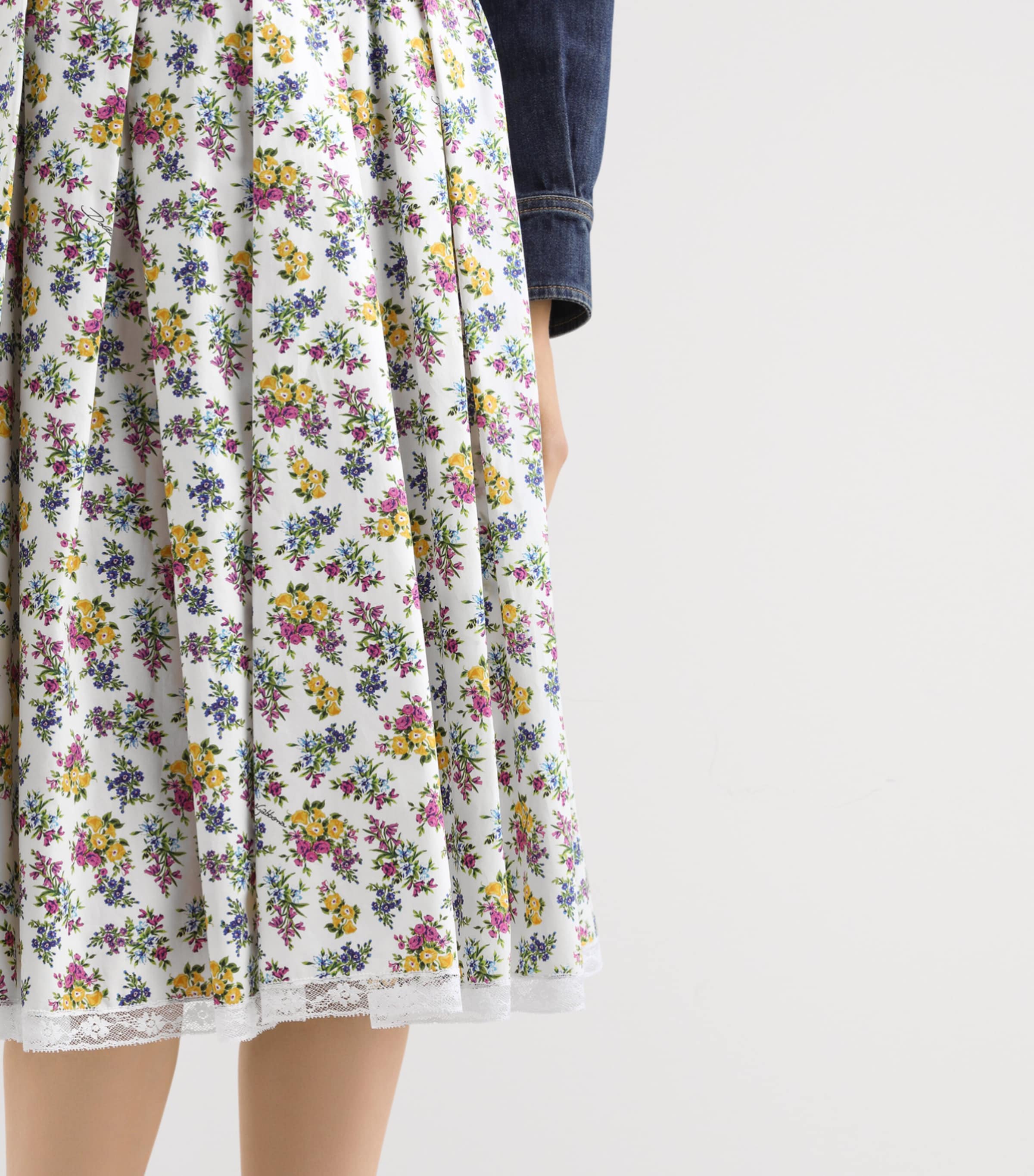 Dolce&Gabbana Womens Cotton-Blend Pleated Midi Skirt Fior Image 3