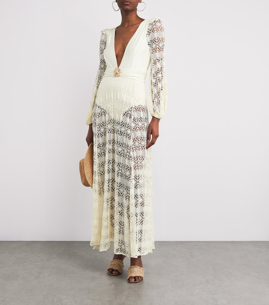 Crocheted Embellished Maxi Dress WHITE/TBD Image 2
