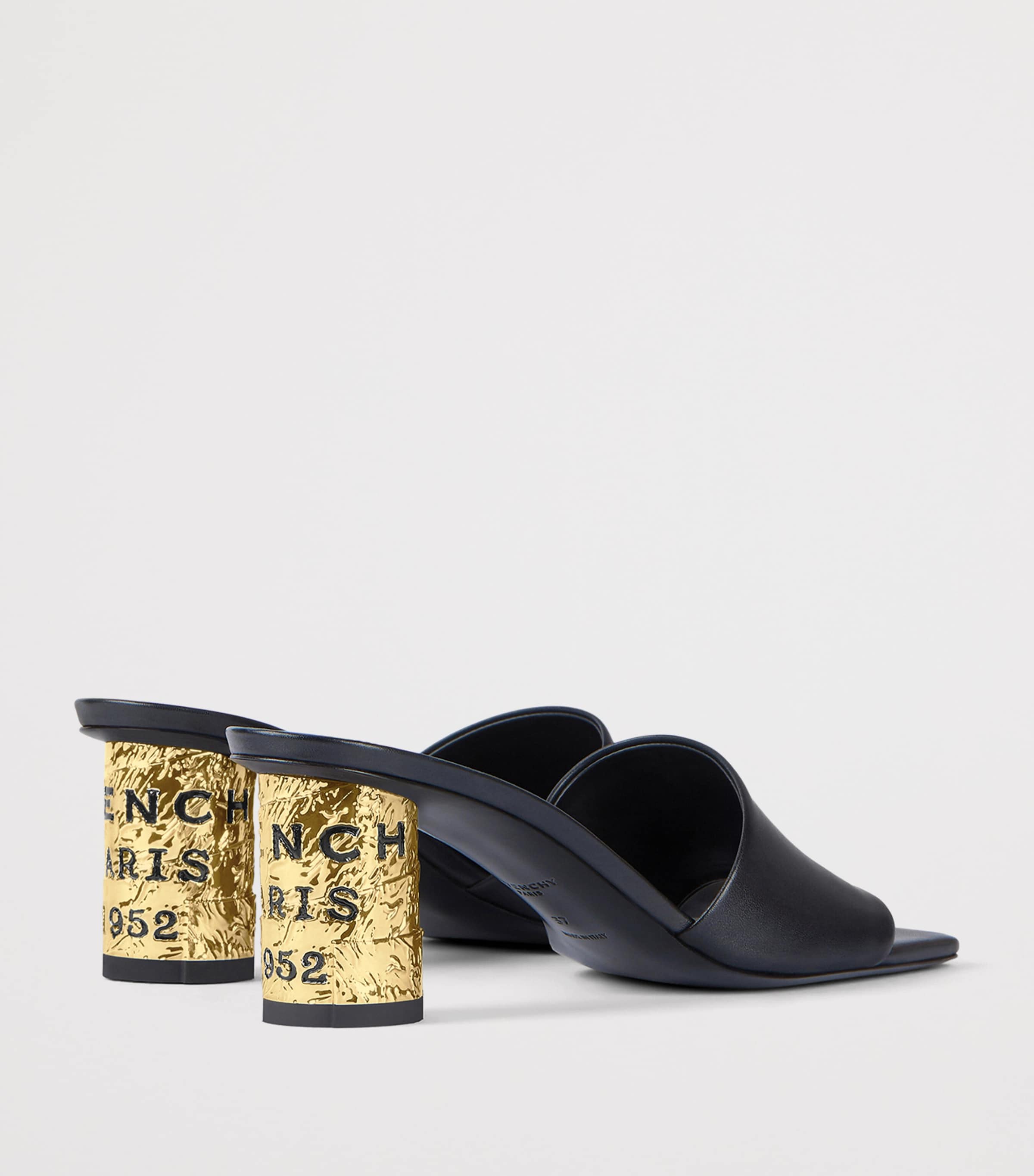 Leather Heeled Mules 65 BLACK Image 4