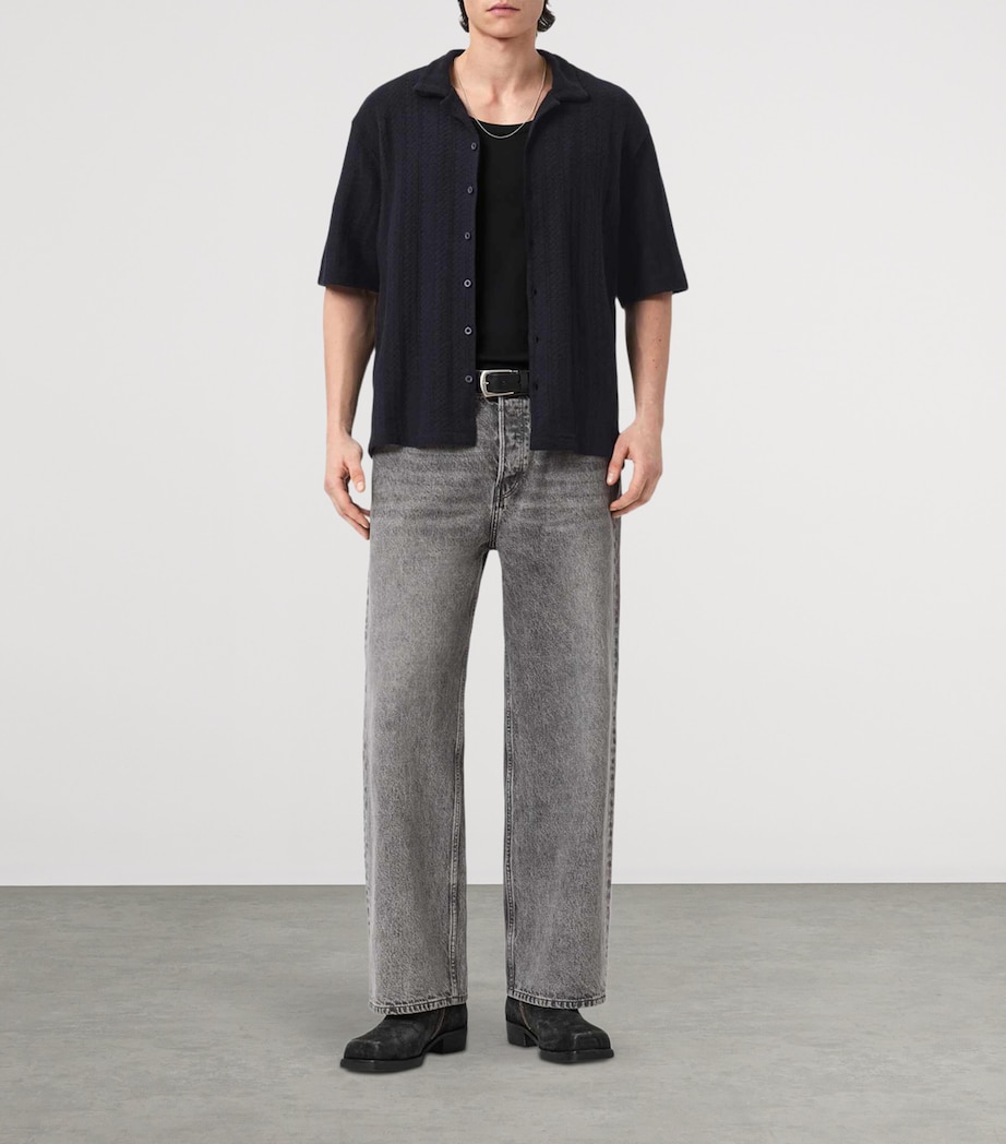 AllSaints Mens Knitted Trace Shirt Jet Black Image 5