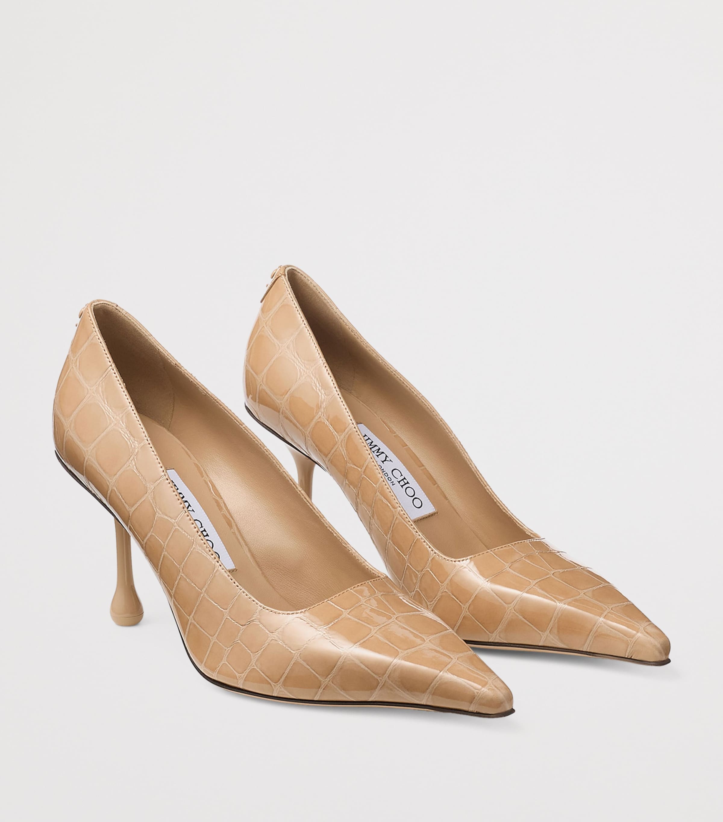 Ixia 80 Croc-Embossed Leather Pumps CHAI Image 2