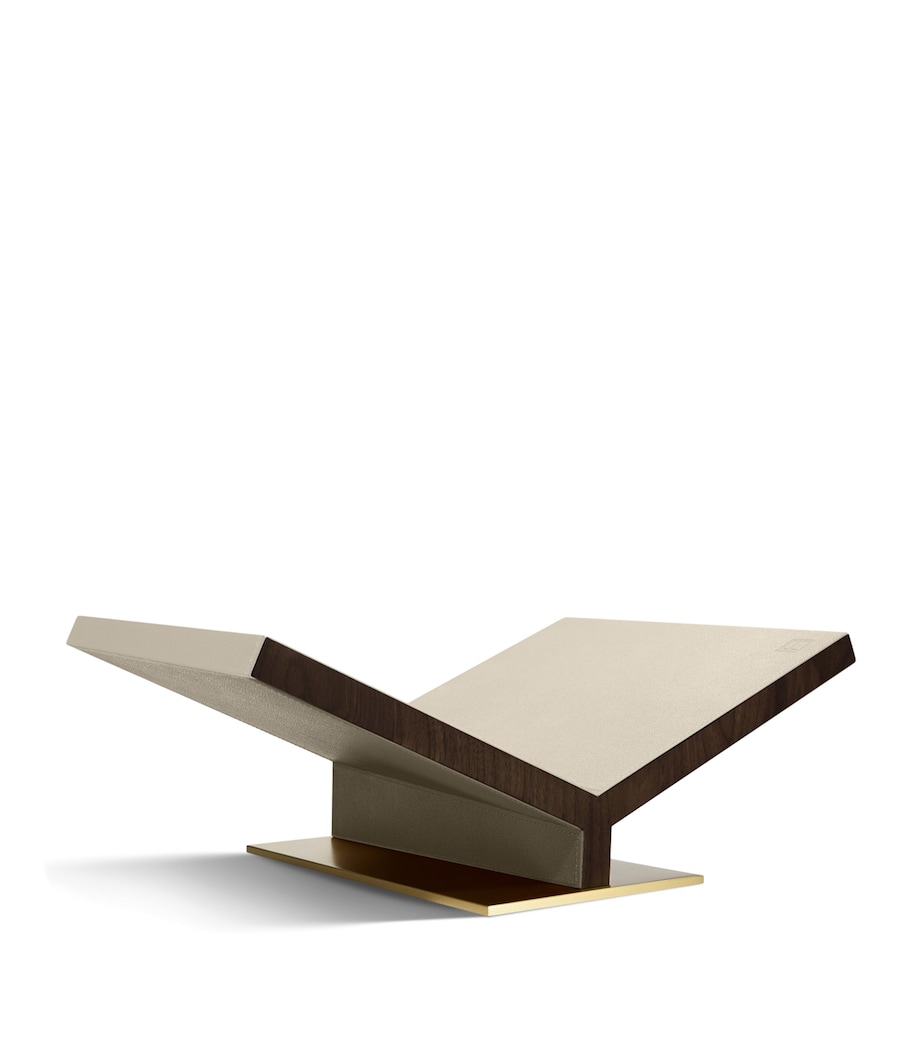 Walnut-Leather Classic Collector Bookstand STONE Image 1