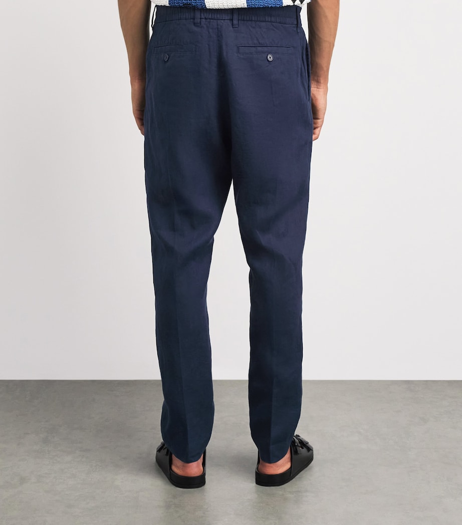 NN.07 Mens Linen Billie Trousers Navy Blue Image 5