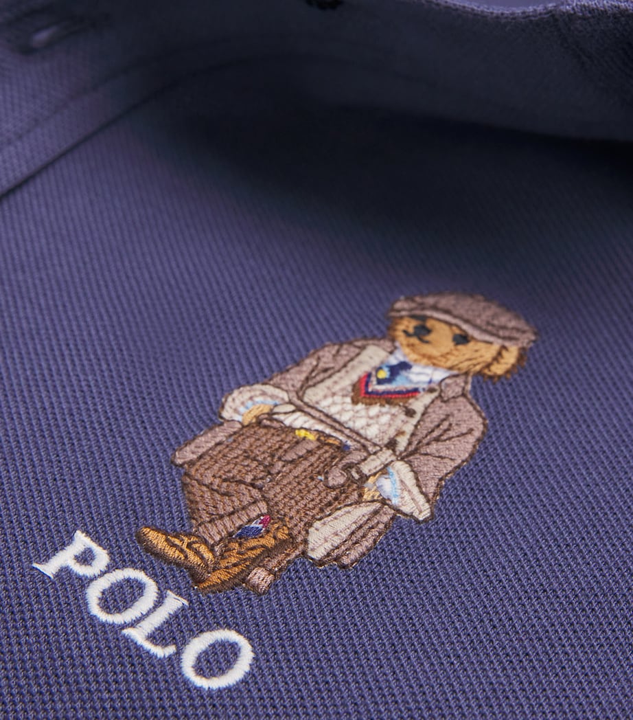 Cotton Polo Bear Polo Shirt BLUE Image 5