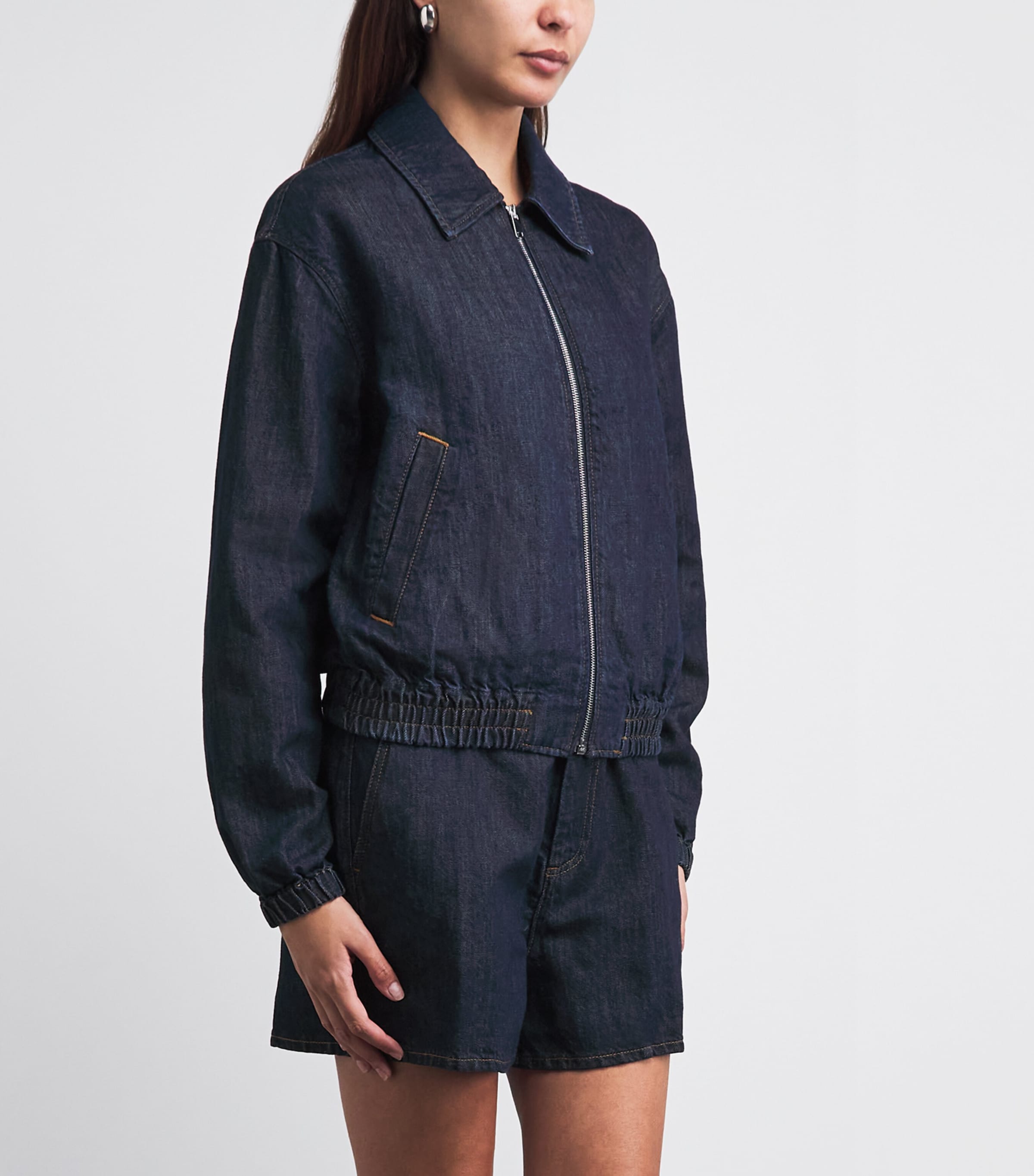 7 For All Mankind Womens Cotton-Linen Denim Jacket Blossom Image 4