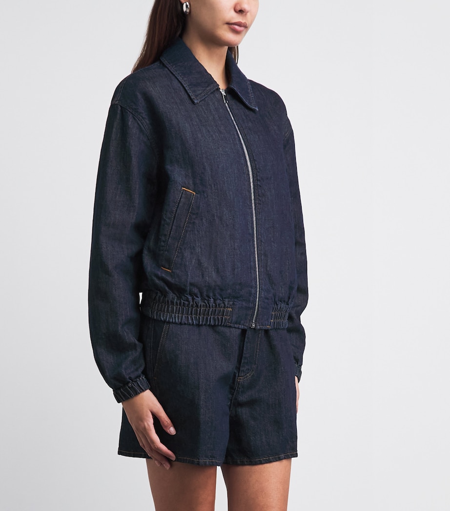 7 For All Mankind Womens Cotton-Linen Denim Jacket Blossom Image 4