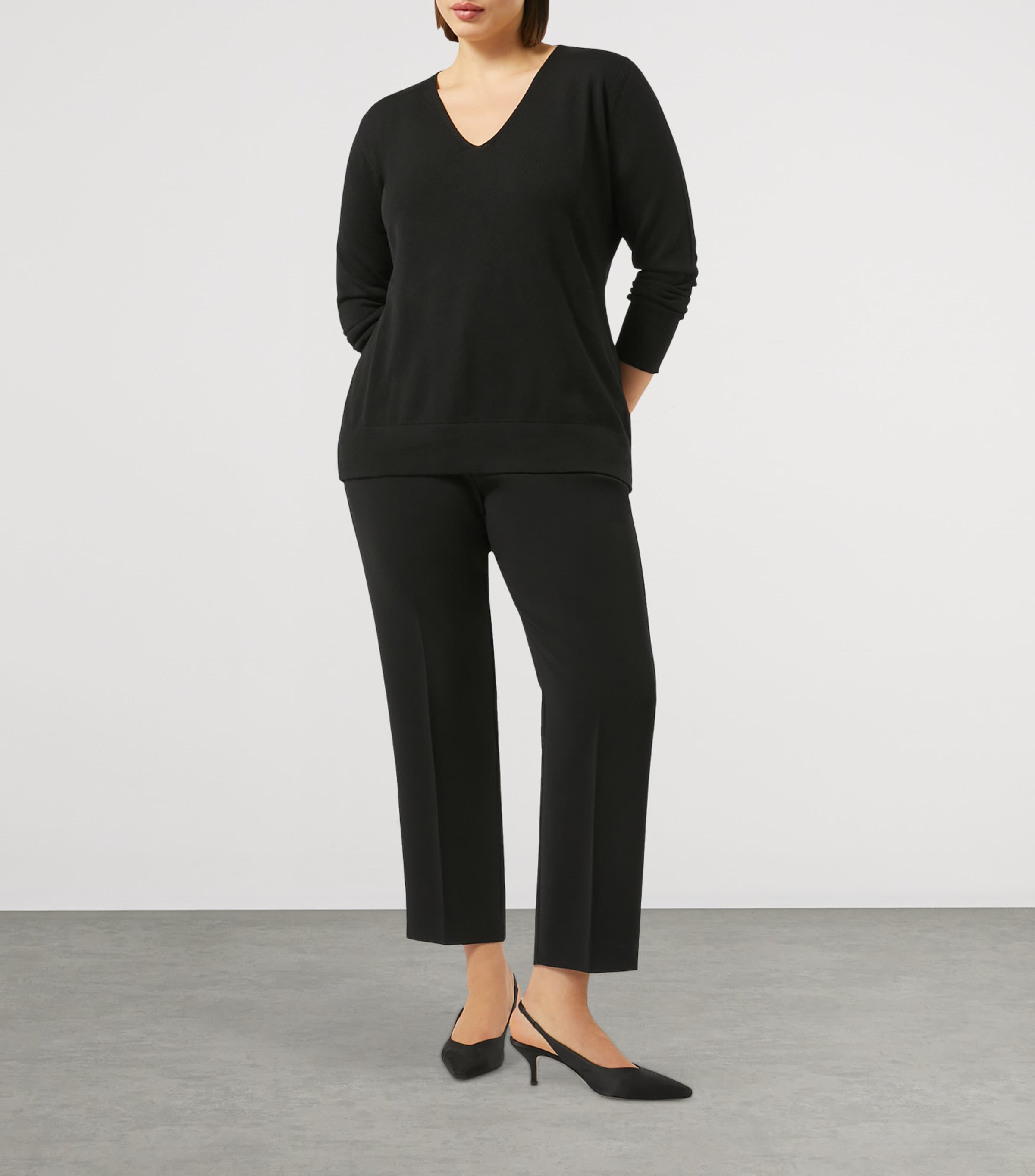 Cady Cropped Slim Trousers BLACK Image 2