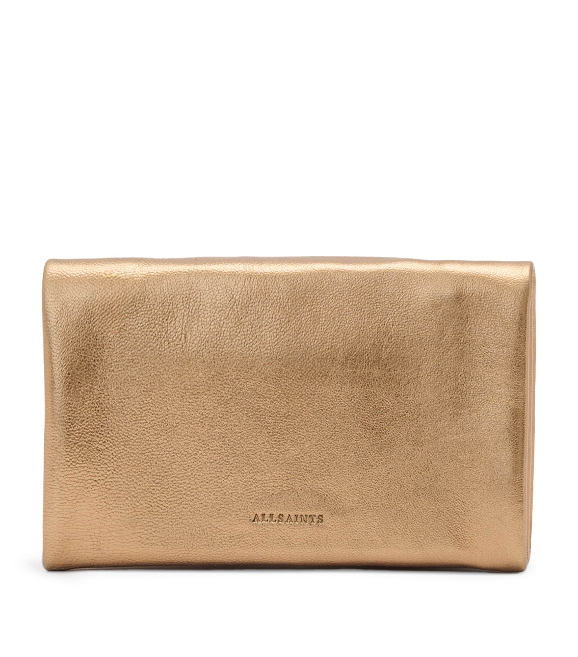 Allsaints Metallic Leather Harluna Wallet In Brown