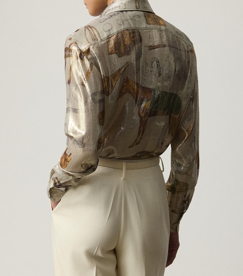 Lamé Equestrian Print Evelina Shirt PALLADIUM MULTI Image 3