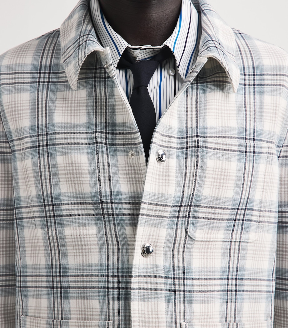 Thom Browne Mens Cotton-Blend Check Utility Shacket Seasonal Multi Image 3