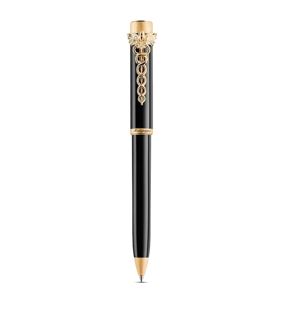 Montegrappa Zero Caduceus Ballpoint Pen Black/yellow Gold Image 1