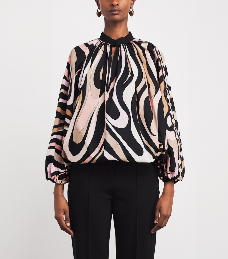 Cotton Printed Blouse 001 NERO/NUDE Image 3