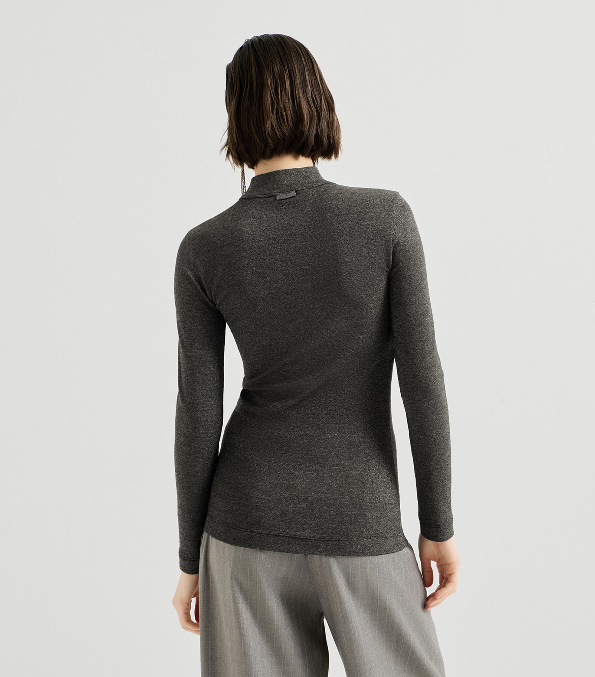 Brunello Cucinelli Womens Virgin Wool-Blend Long-Sleeve T-Shirt Antracite/argento Image 5