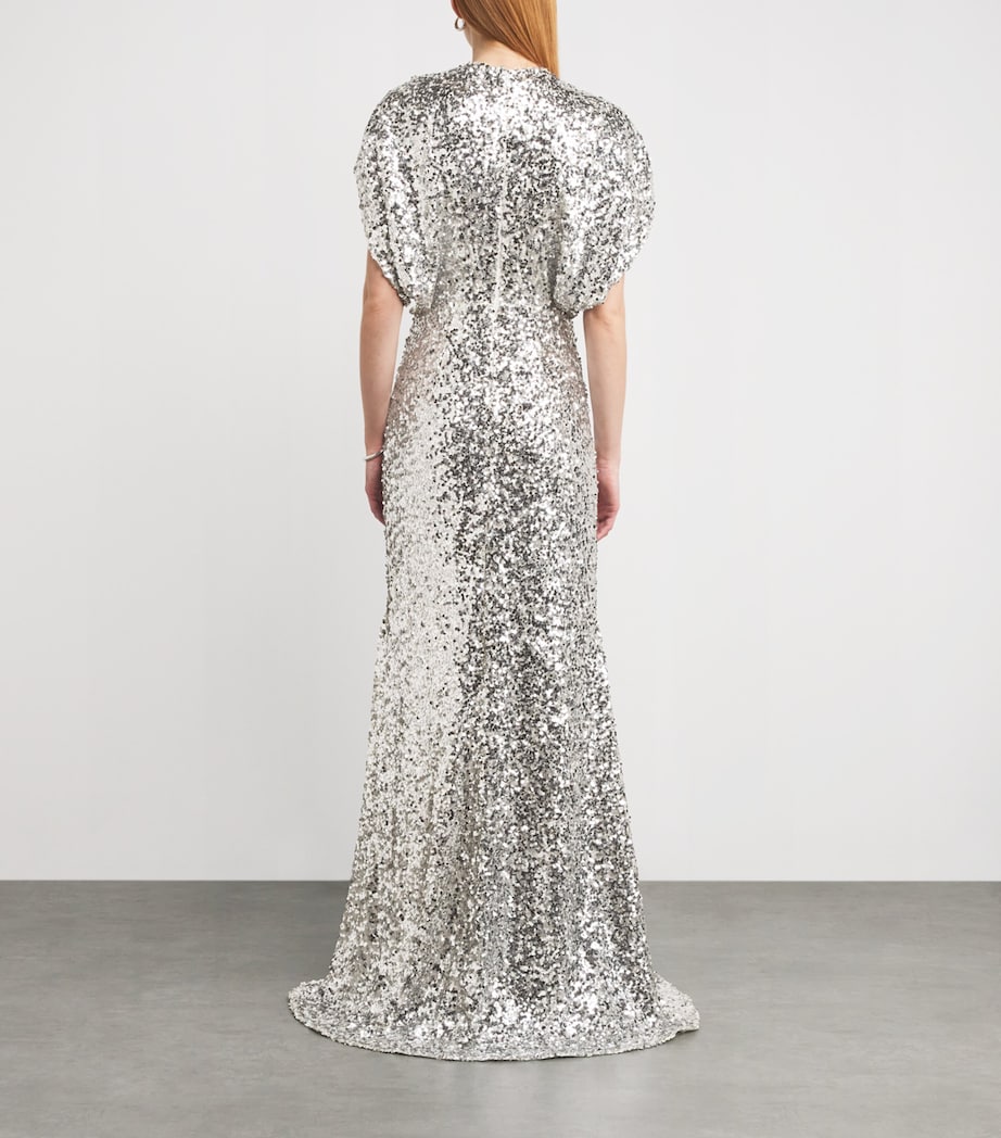 Sequin Hulot Gown IVORY SILVER Image 3