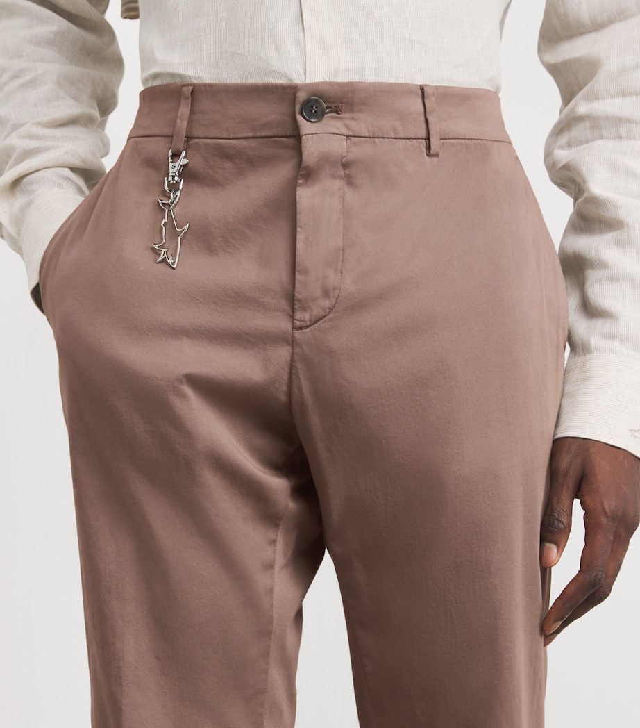 Cotton-Silk-Blend Straight Chinos 090 TAUPE Image 6