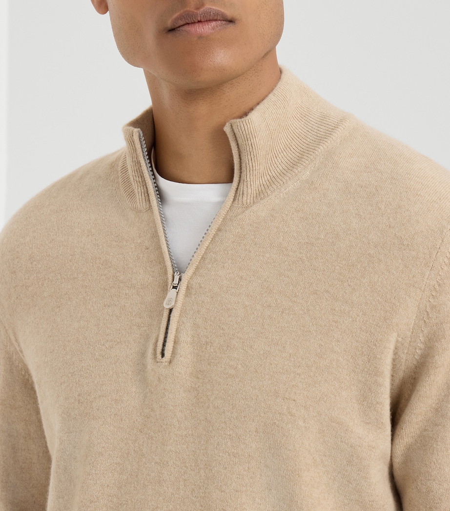 Brunello Cucinelli Mens Cashmere Quarter-Zip Sweater Image 6