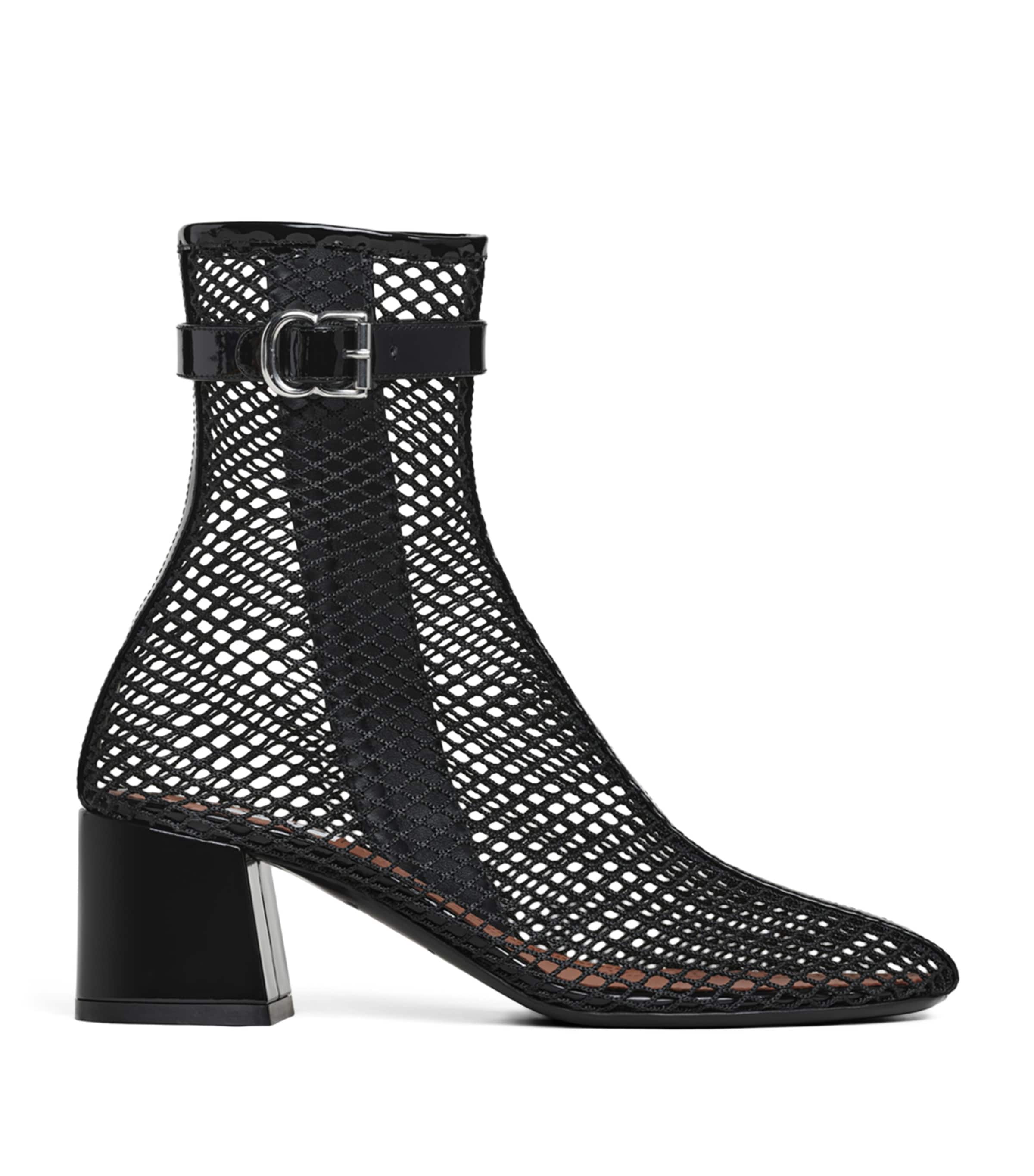 Alaïa Leather Mesh Ankle Boots 55 Black Image 1