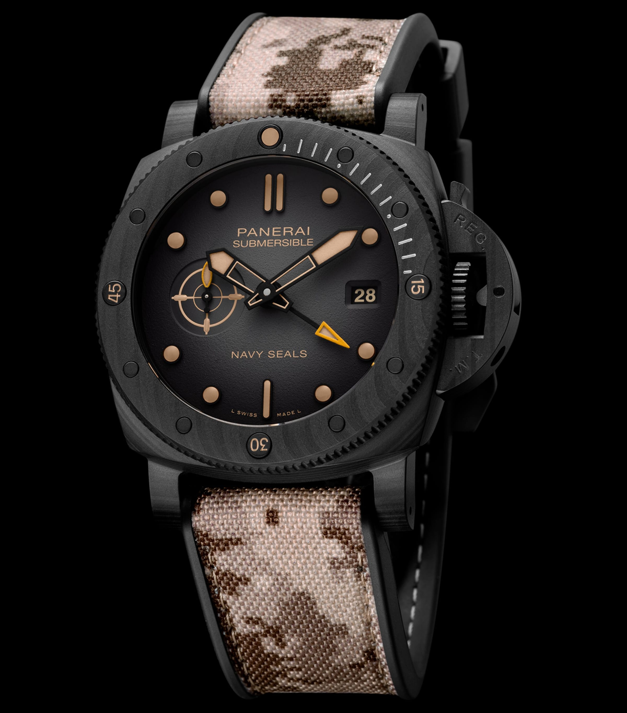 Panerai Carbotech Submersible QuarantaQuattro GMT Navy SEALs Watch 44mm Black Image 2