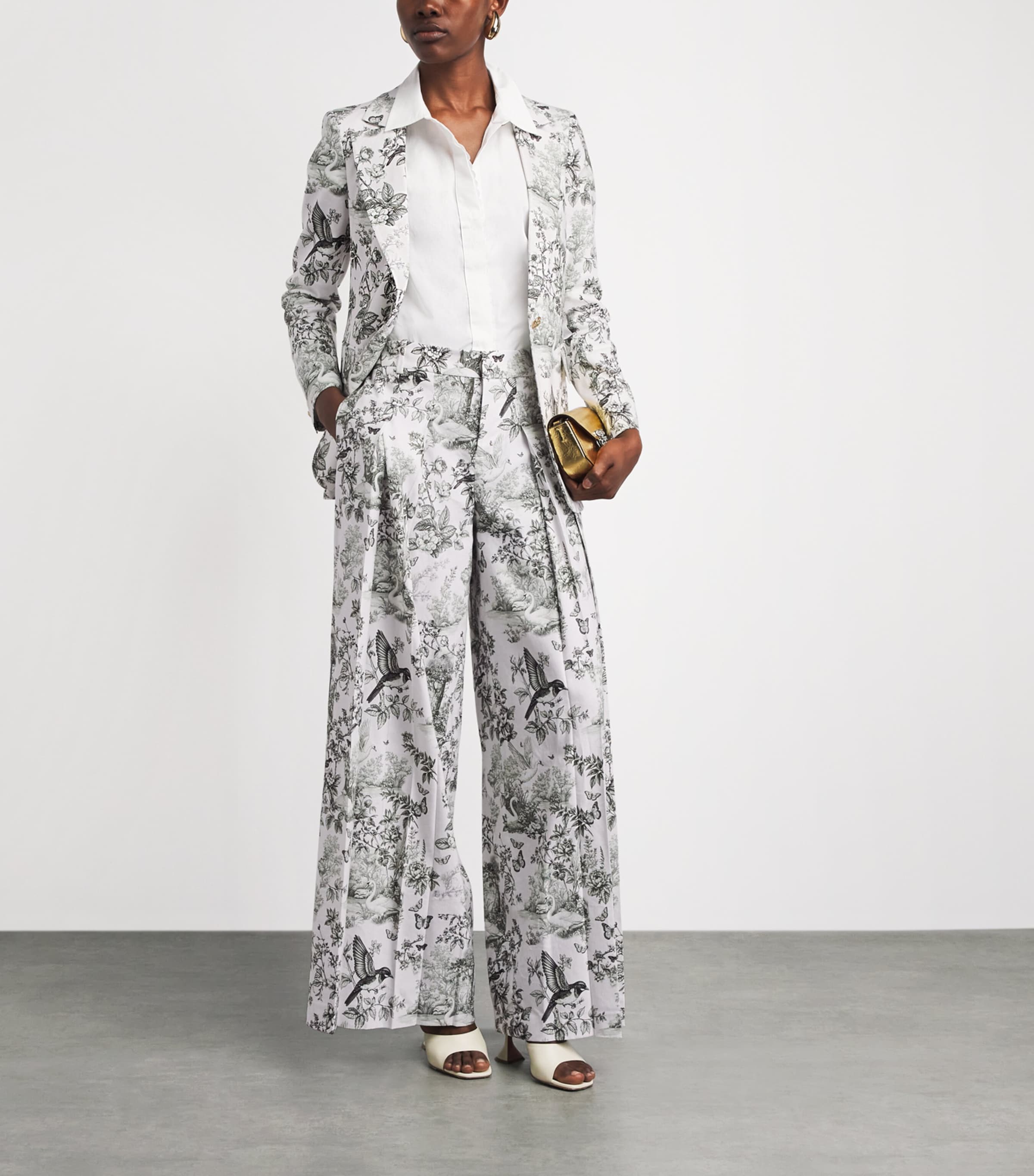Alice+Olivia Womens Linen-Blend Printed Blaire Trousers Daybreak Image 2