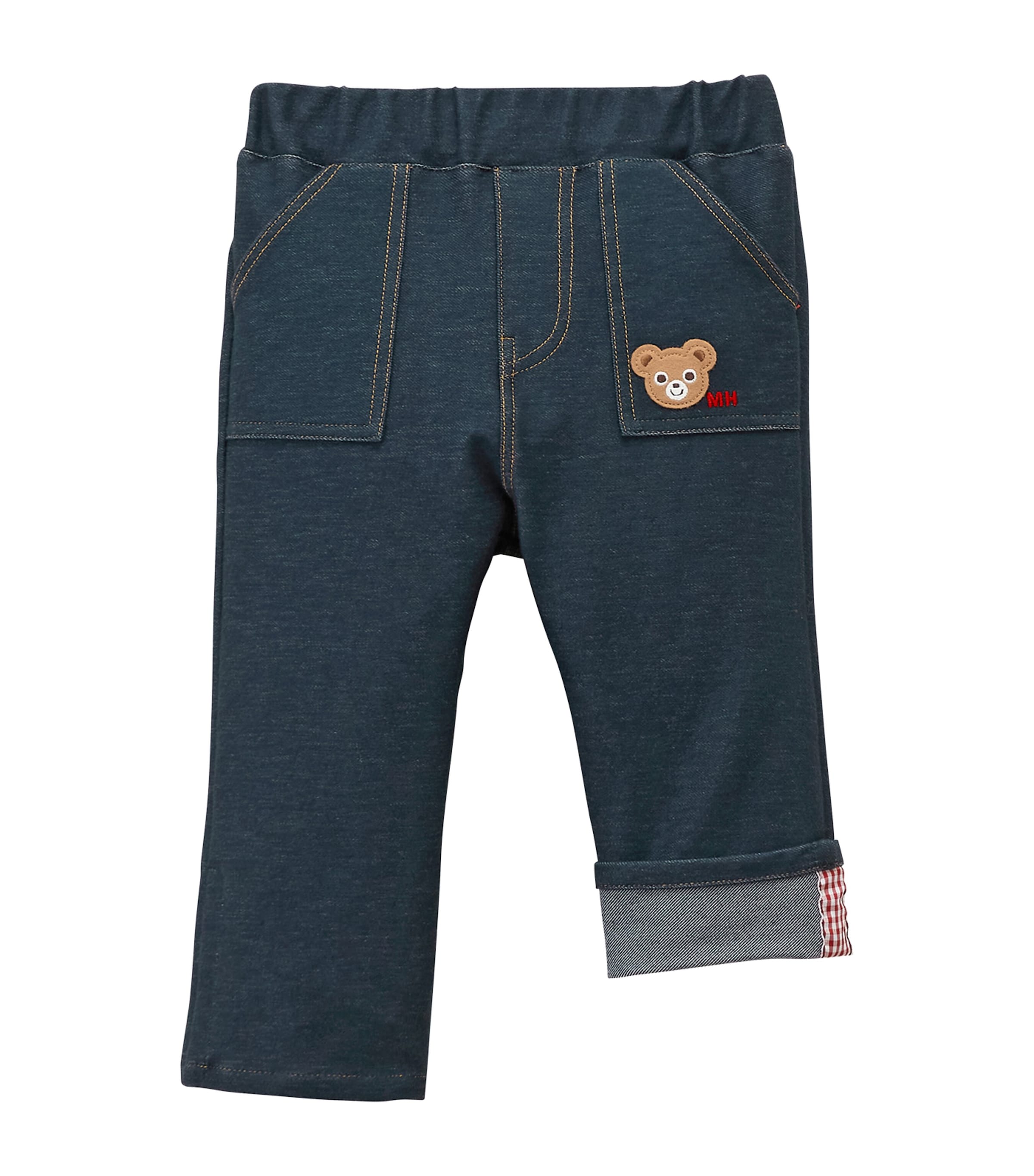 Miki House Kids' Teddy Bear-patch Jeans In Navy