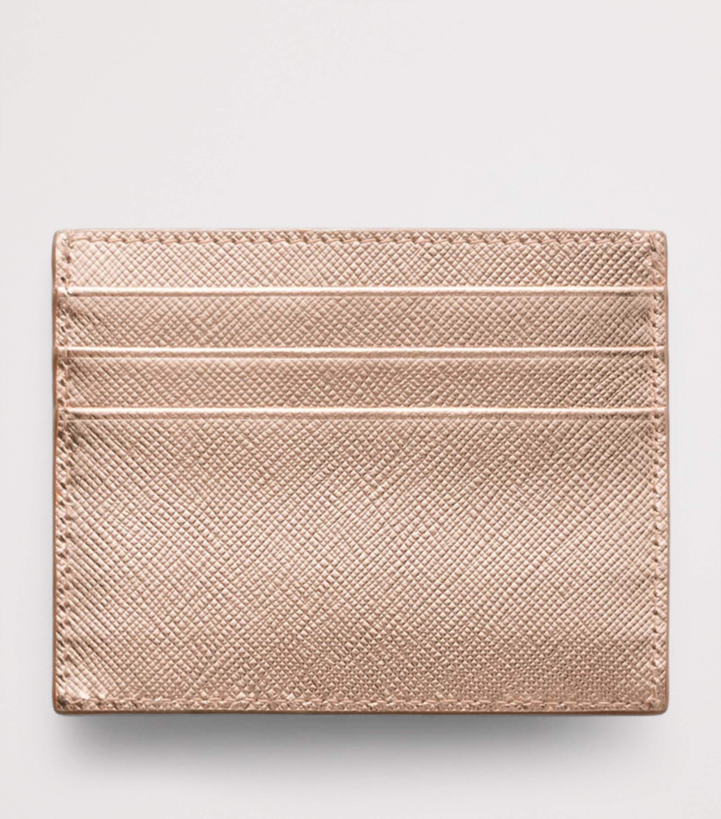 Prada Metallic Saffiano Leather Card Holder Powder Image 2