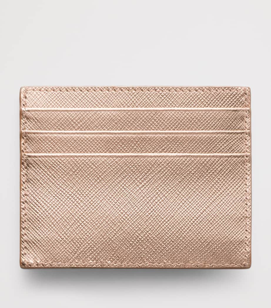 Prada Metallic Saffiano Leather Card Holder Powder Image 2
