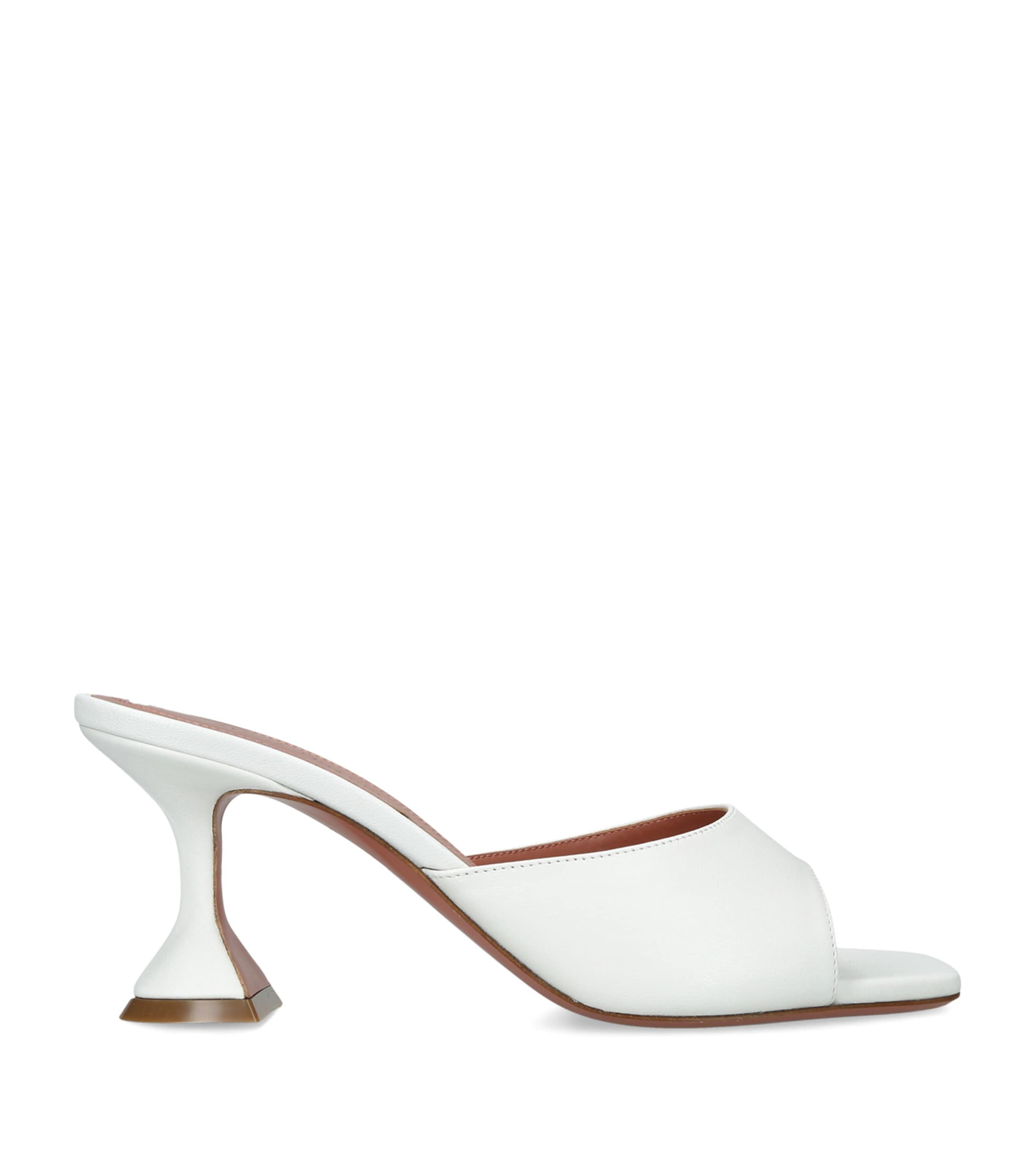 Amina Muaddi Leather Lupita Heeled Mules 70 White Image 1