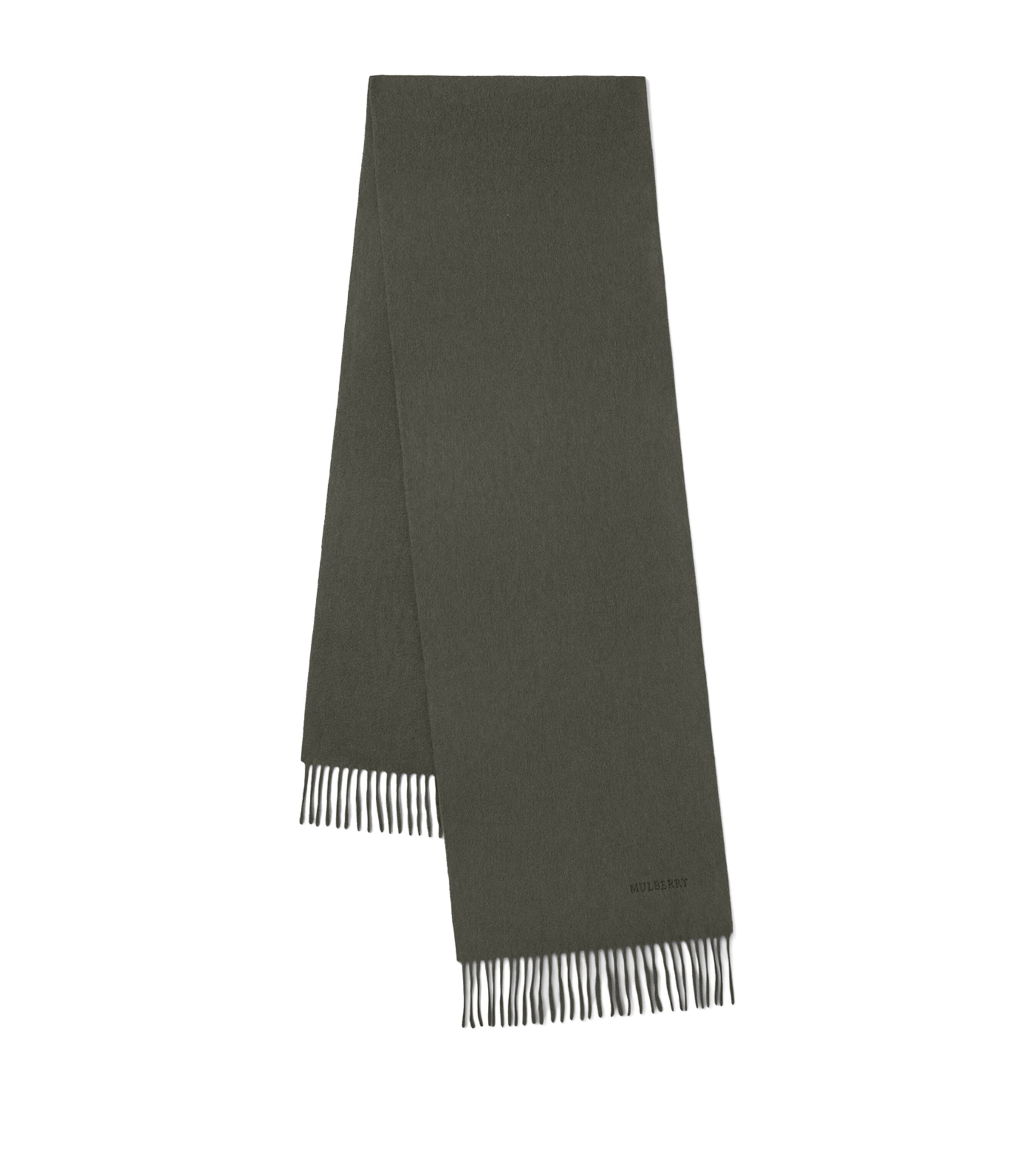Mulberry Cashmere Fringed Scarf In Green