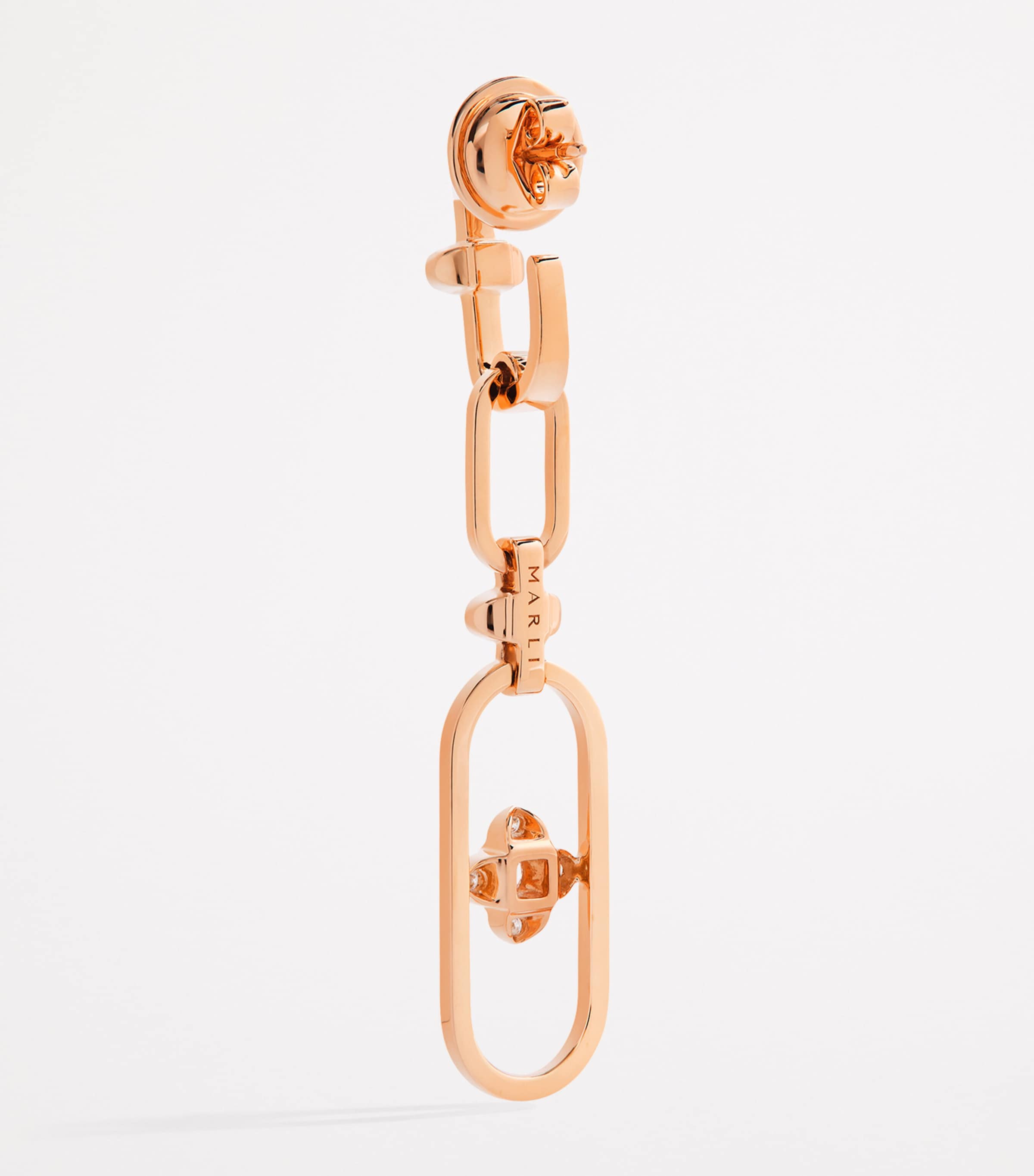 Rose Gold and Diamond Tip-Top Link Drop Earrings ROSE GOLD Image 3