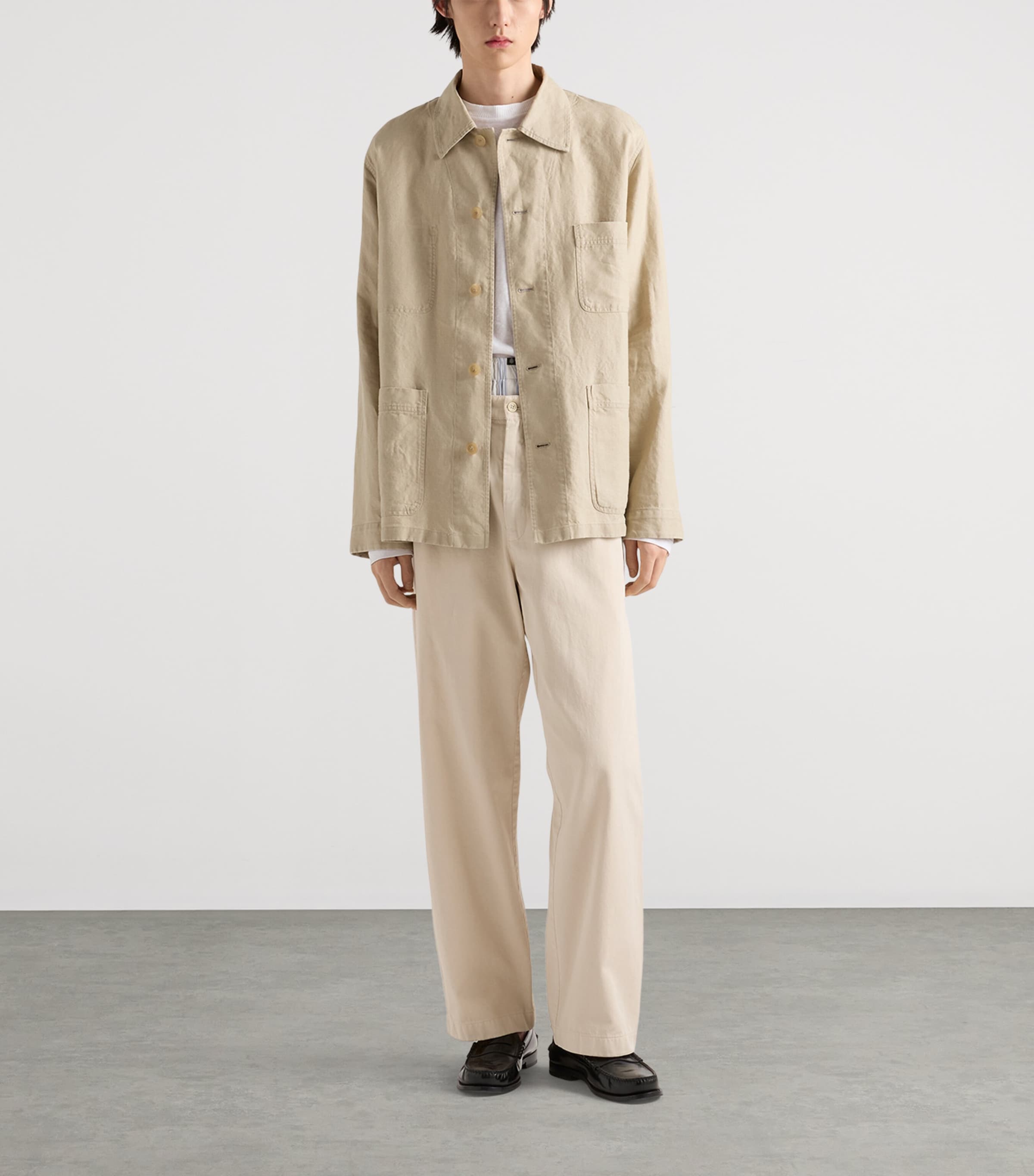 Prada Mens Linen Worker Jacket Neutral Image 2