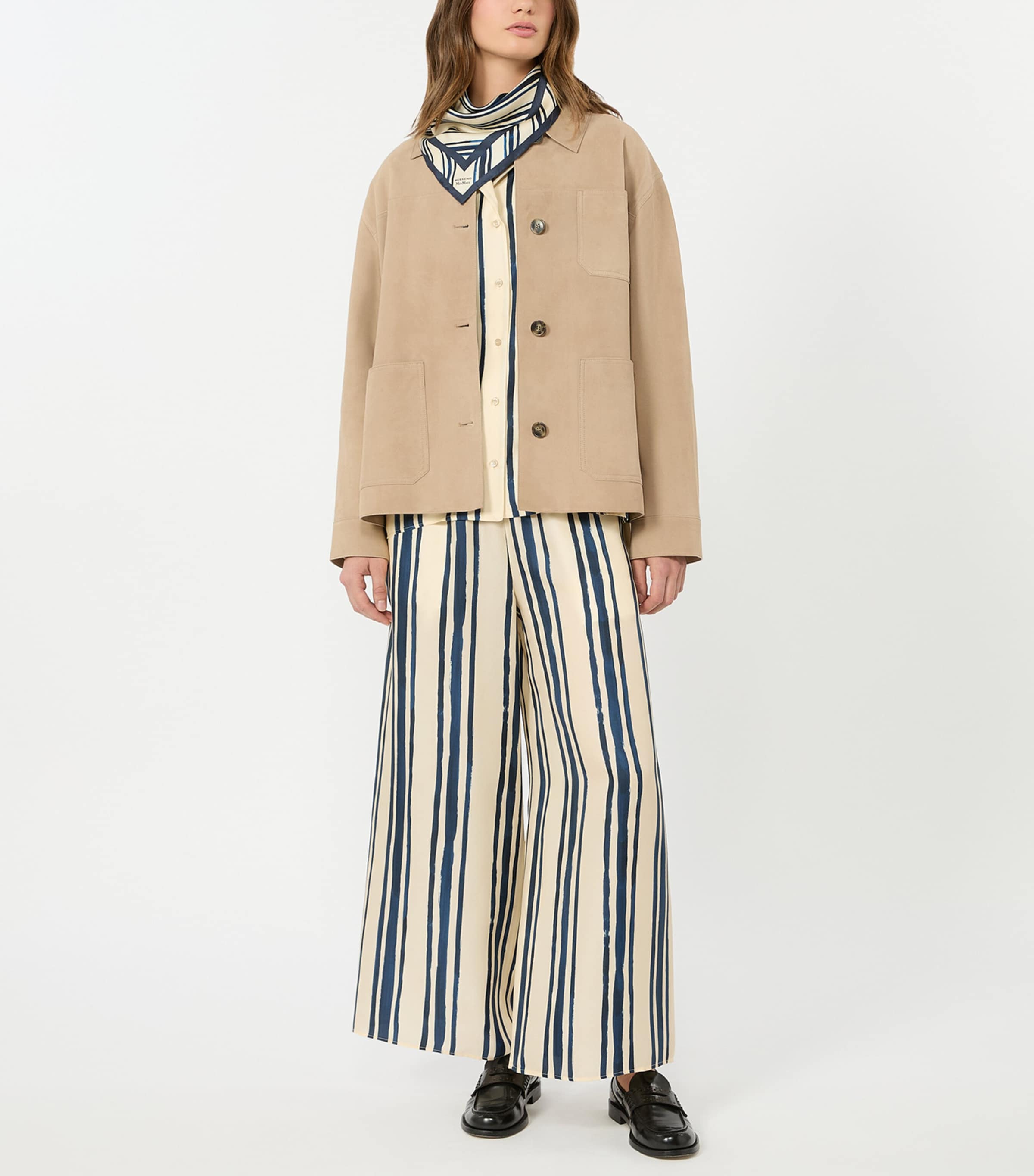 Weekend Max Mara Womens Silk Wide-Leg Trousers Navy Image 4