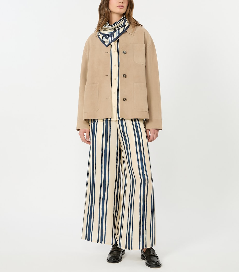 Weekend Max Mara Womens Silk Wide-Leg Trousers Navy Image 4