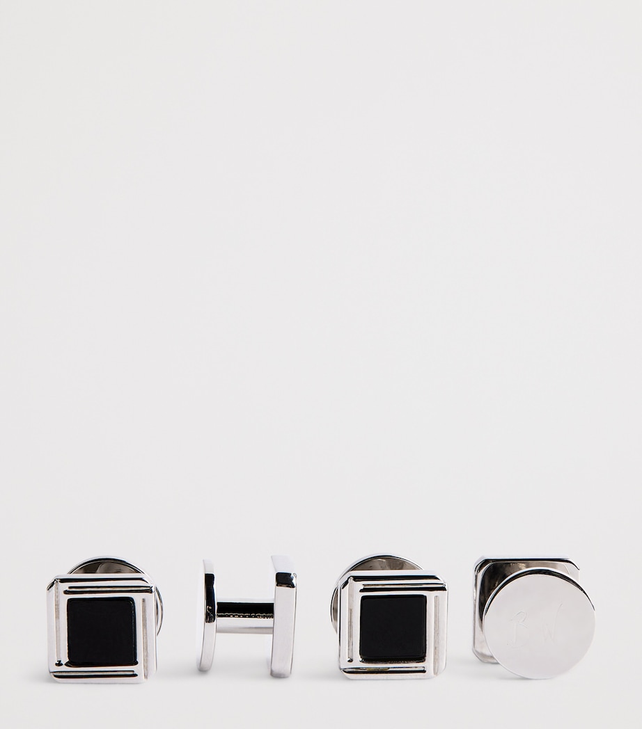Rhodium-Plated Celtic Onyx Cufflinks Set ONYX Image 5