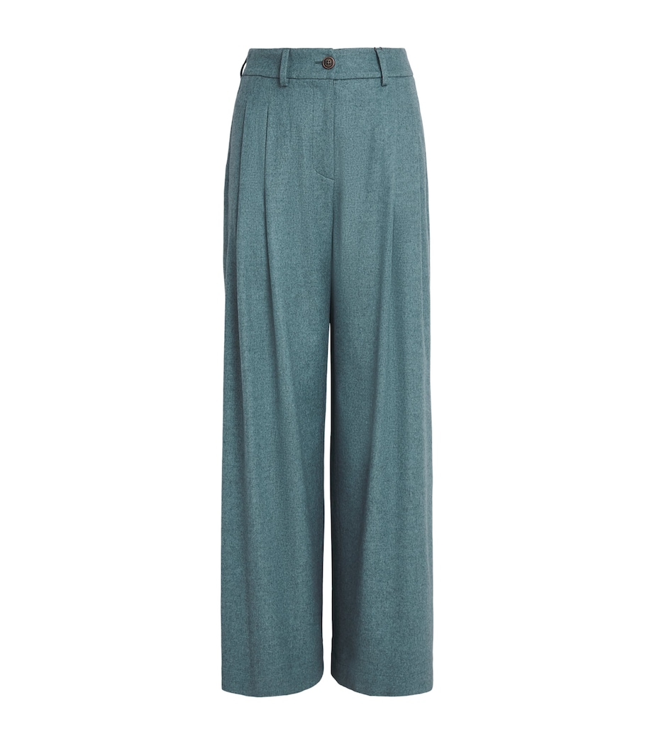 Colombo Womens Silk-Cashmere Wide-Leg Trousers Light Blue Image 1