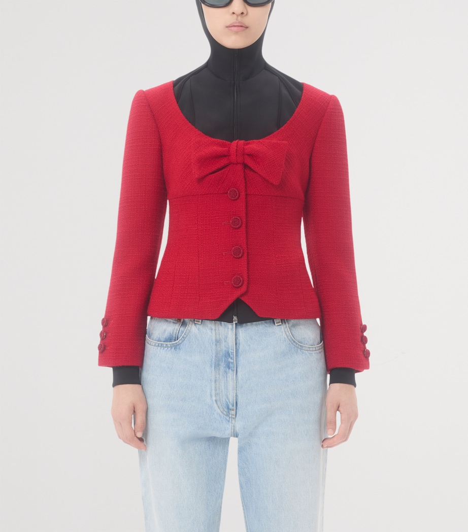 Virgin Wool-Blend Bow Blazer R9M Image 3