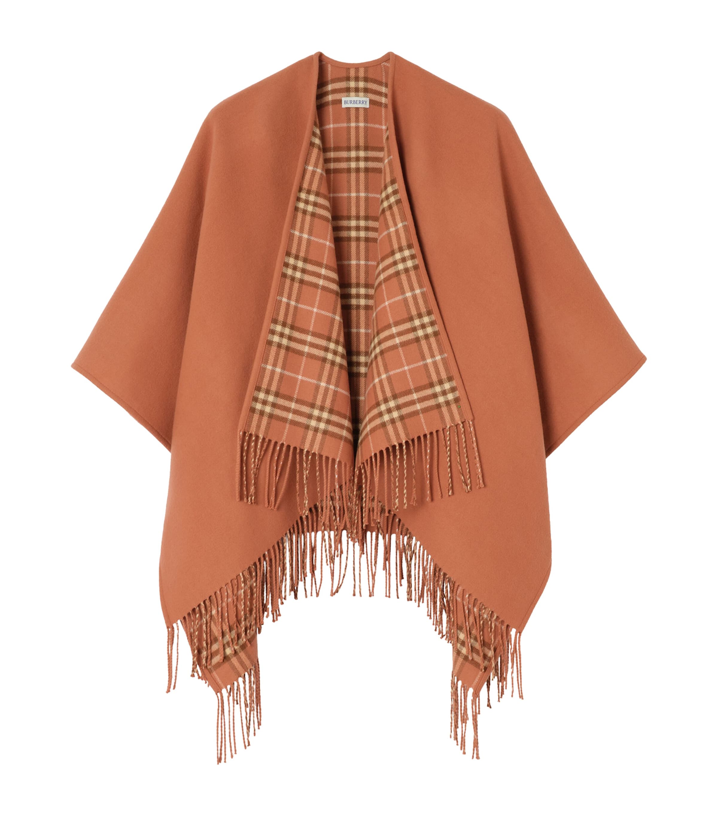Burberry Wool Reversible Check Cape Clay Pink Image 1