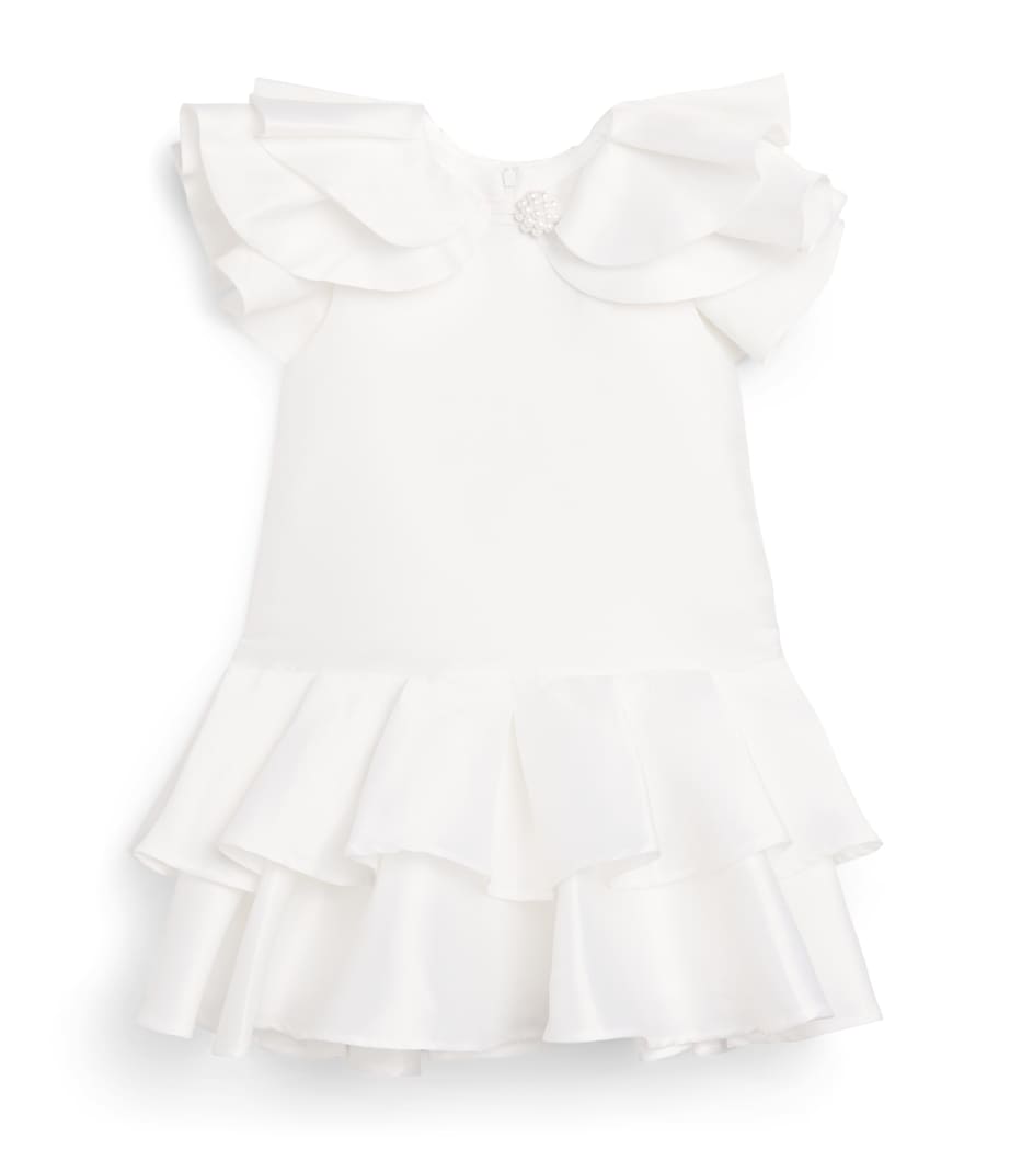 Jacquard Ruffle Dress (3-12 Years) WHITE Image 1