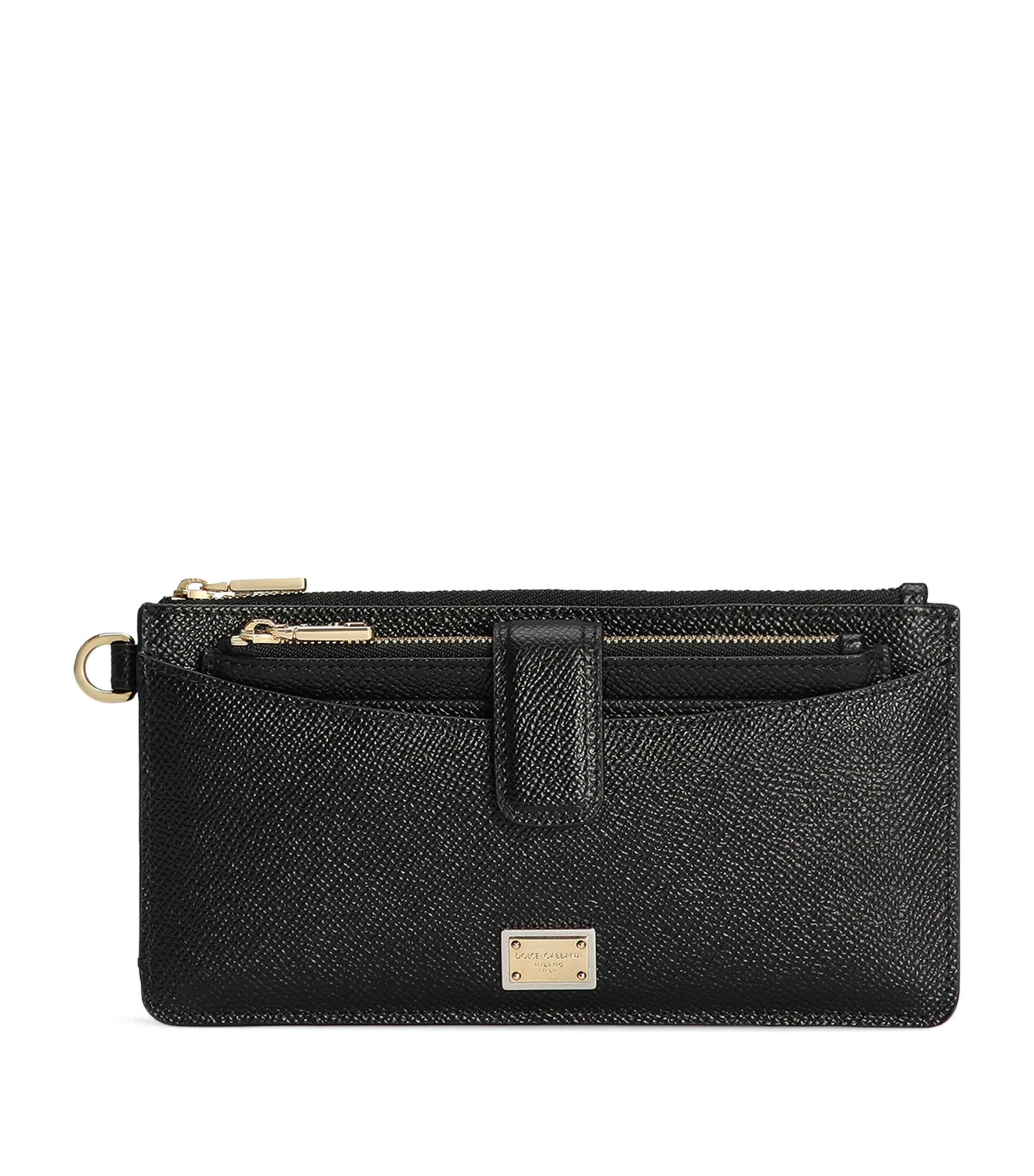 Dolce & Gabbana Large Dauphine Leather Cardholder In Black