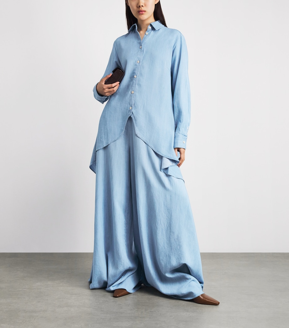 Palmer//Harding Womens Wide-Leg Clarity Trousers Blu Blue Chmbry Tncl Image 2