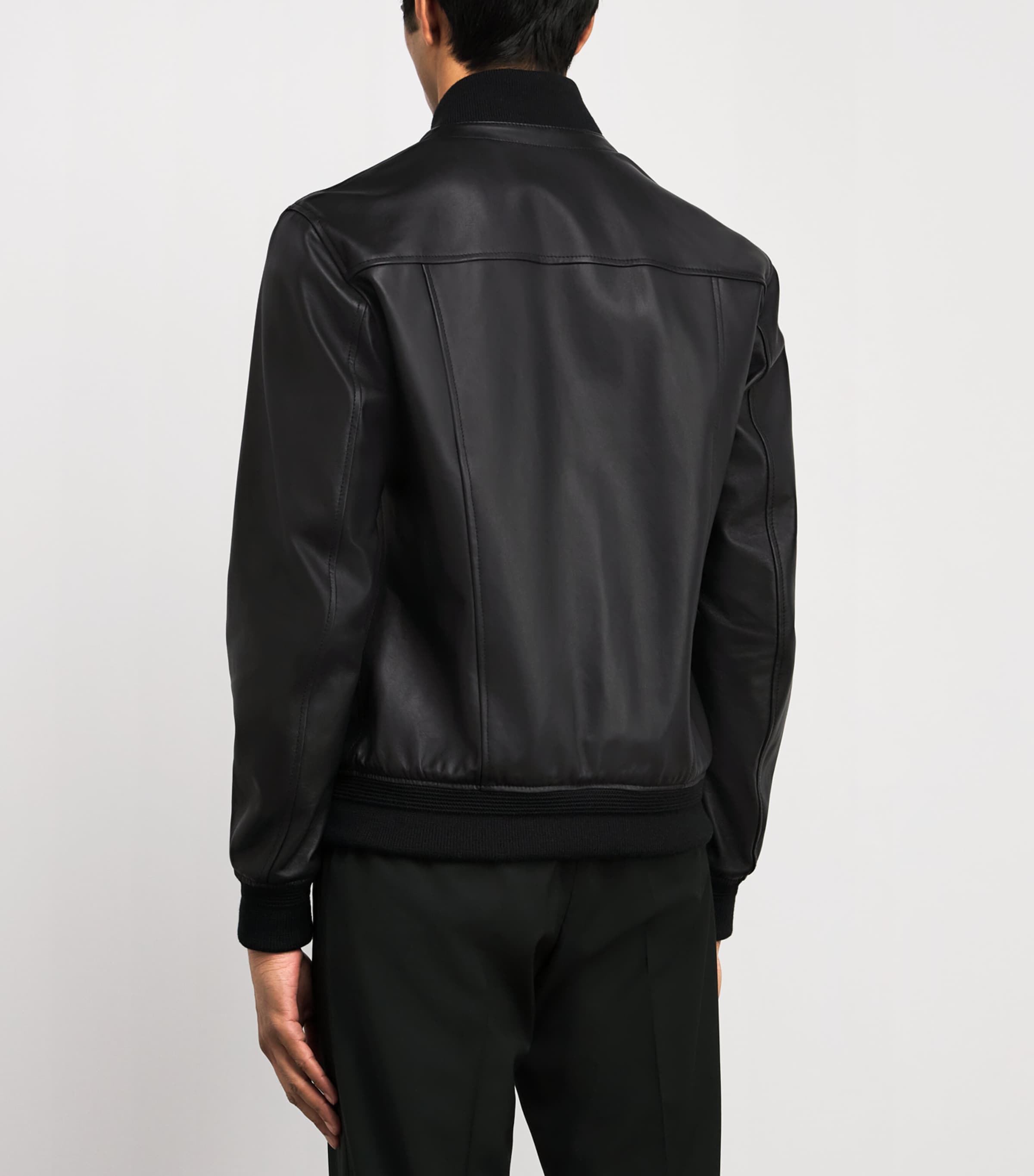 Leather Bomber Jacket 20 BLACK Image 4