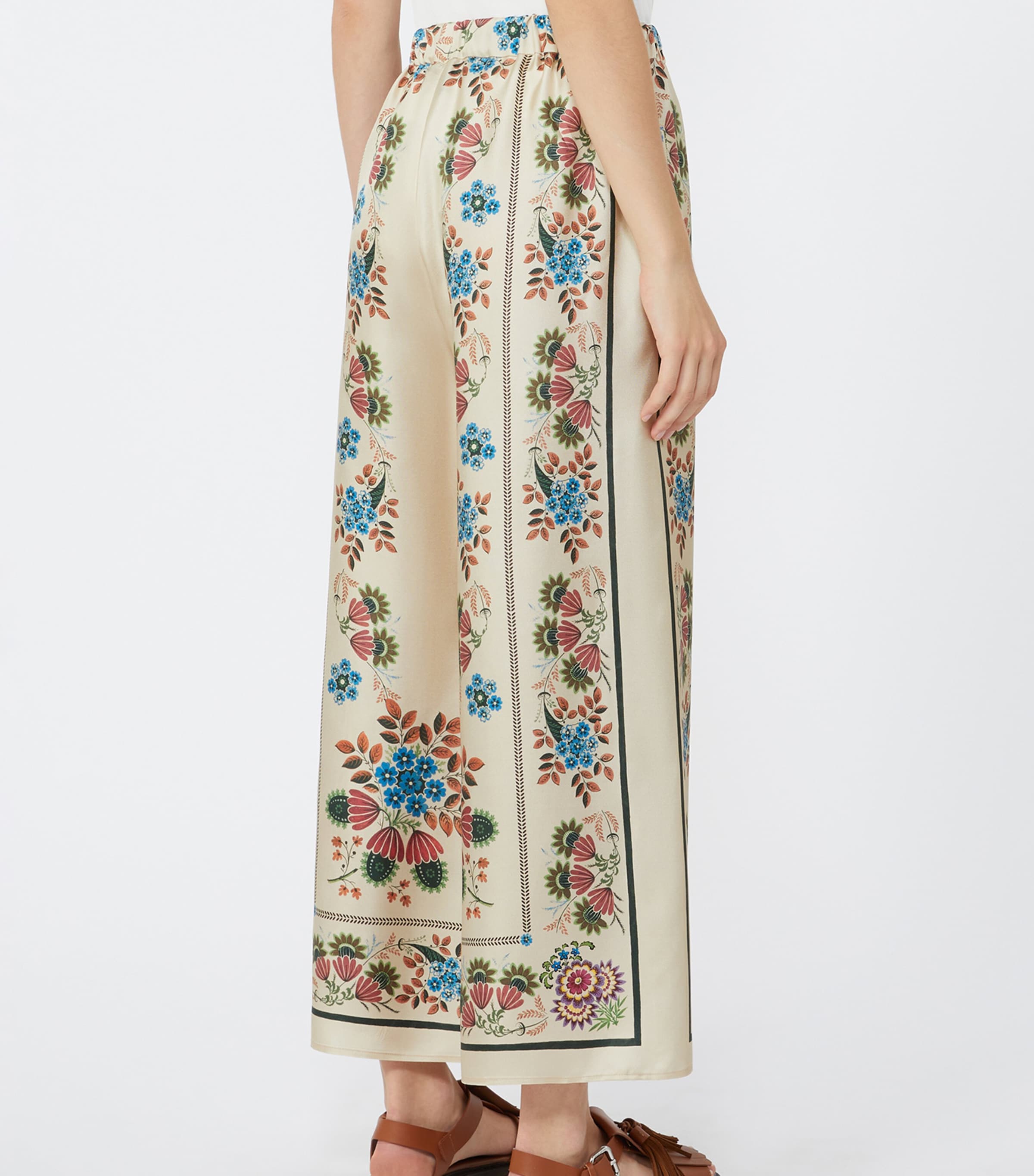 Weekend Max Mara Womens Silk Floral Trousers Ivory Image 4