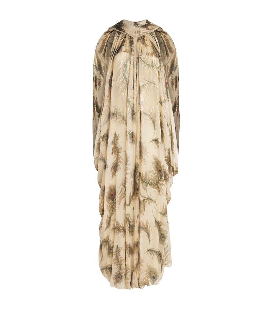 Zimmermann Womens Silk Printed Burnout Halter Maxi Dress Cream Feather Image 1