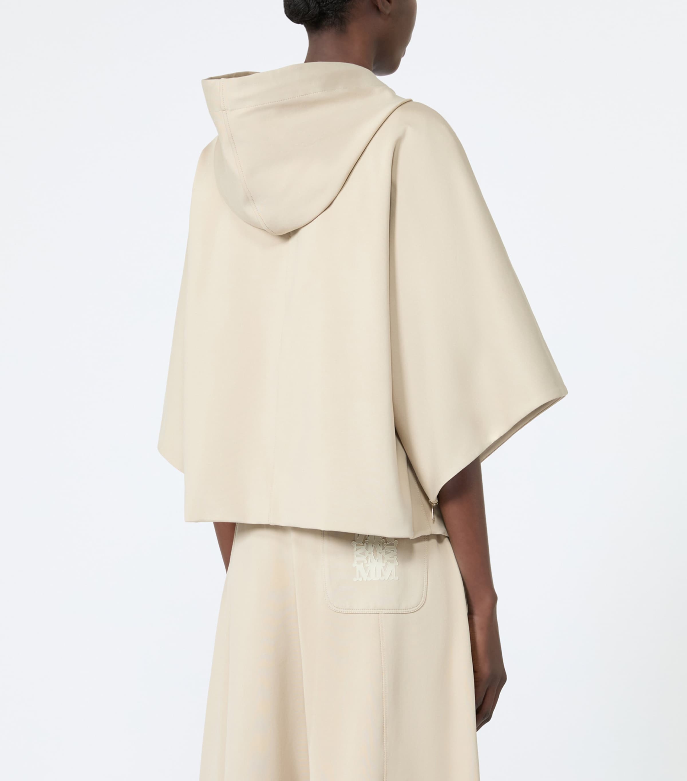 Max Mara Womens Technical Jersey Cropped Hoodie Stone Image 4