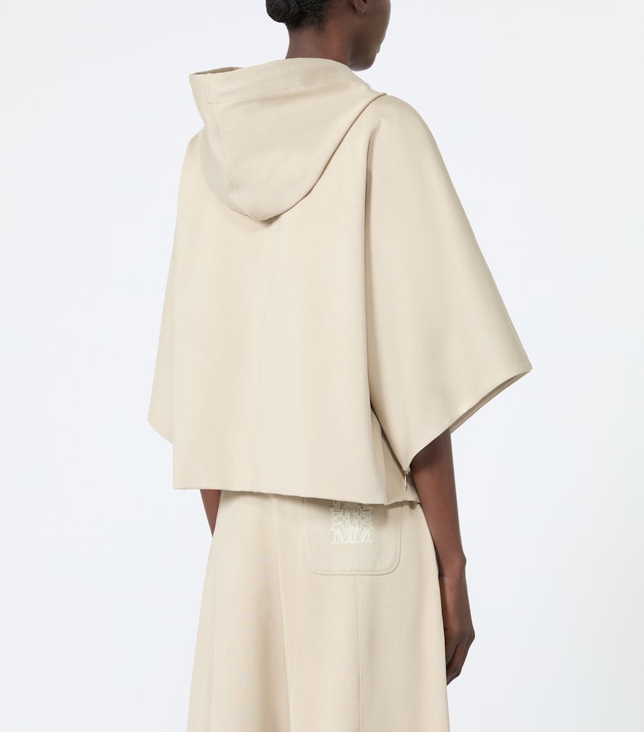 Max Mara Womens Technical Jersey Cropped Hoodie Stone Image 4