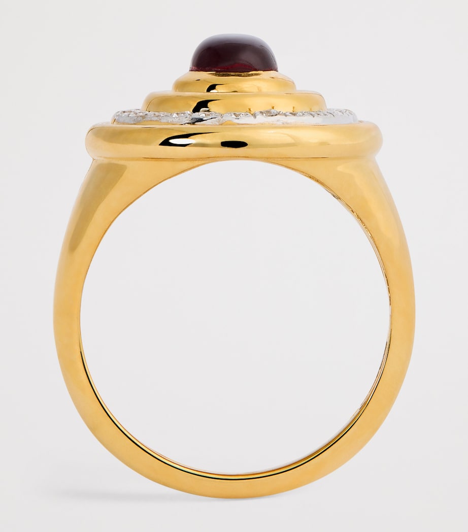 Yellow Gold, Garnet and Diamond Lot N*91 Mimette Drop Pinky Ring YELLOW GOLD Image 3