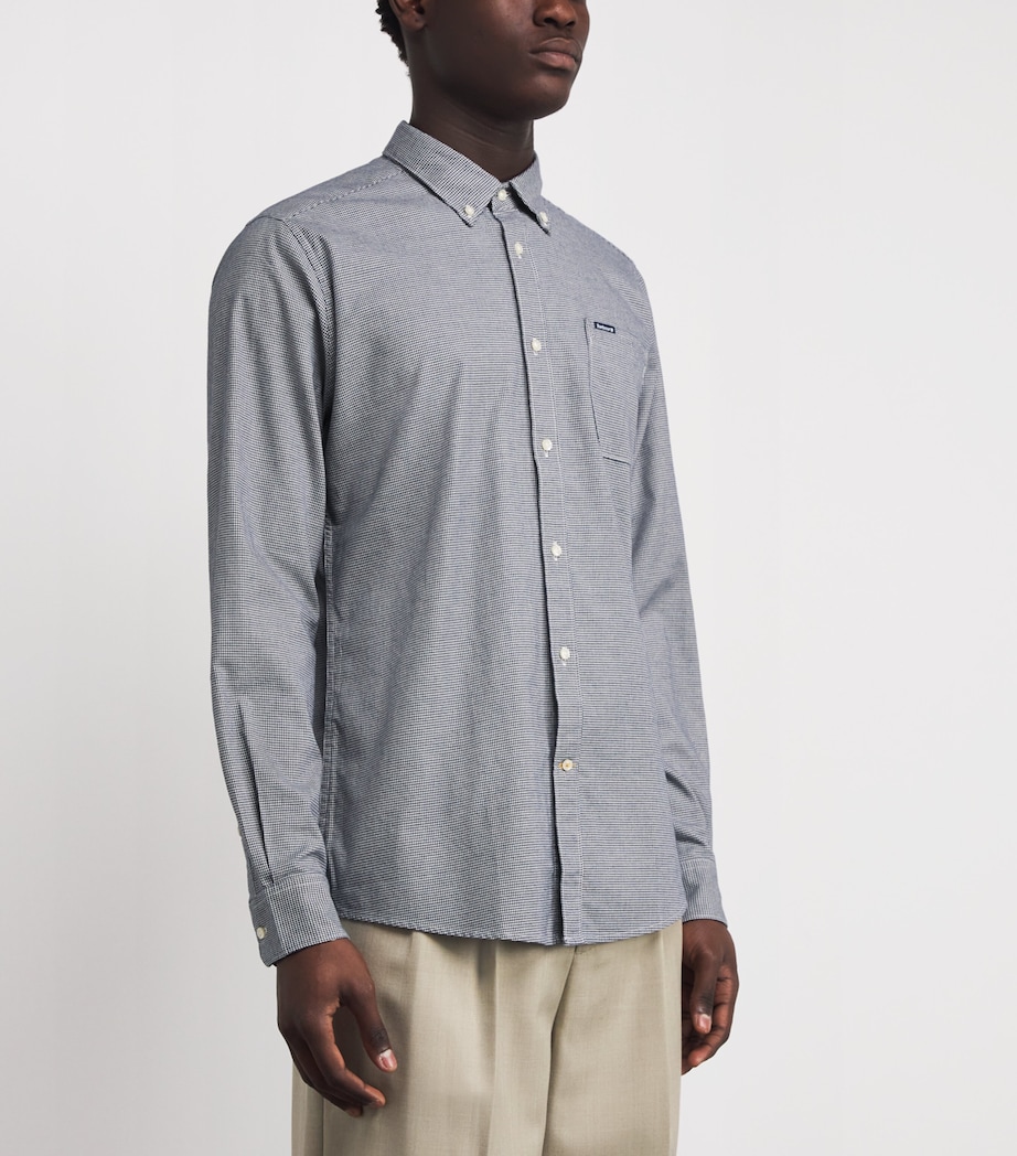 Cotton Huntly Houndstooth Tailored Shirt NY91 NAVY Image 3