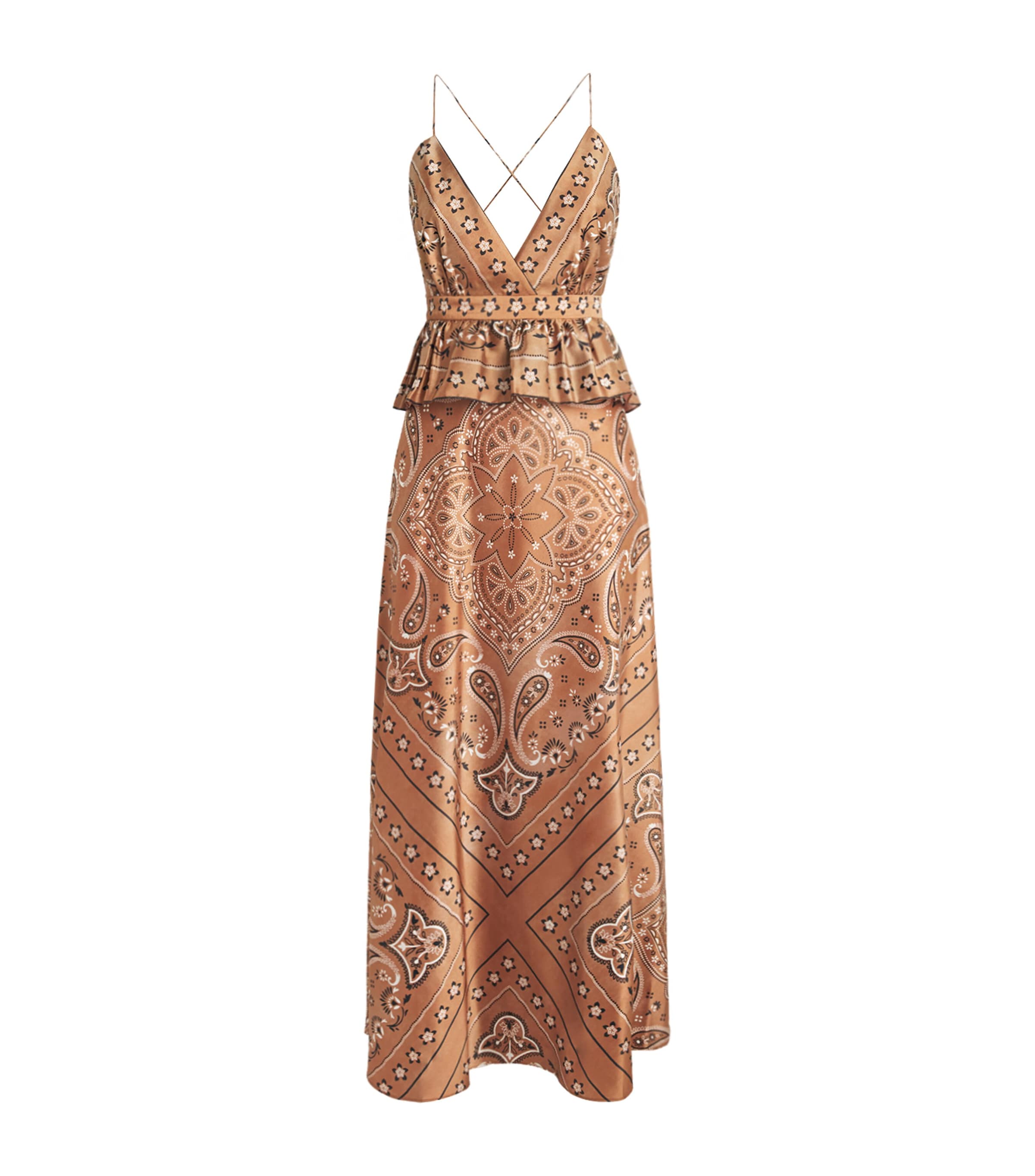 Sandro Paris Womens Bandana Print Maxi Dress Brown / Black Image 1