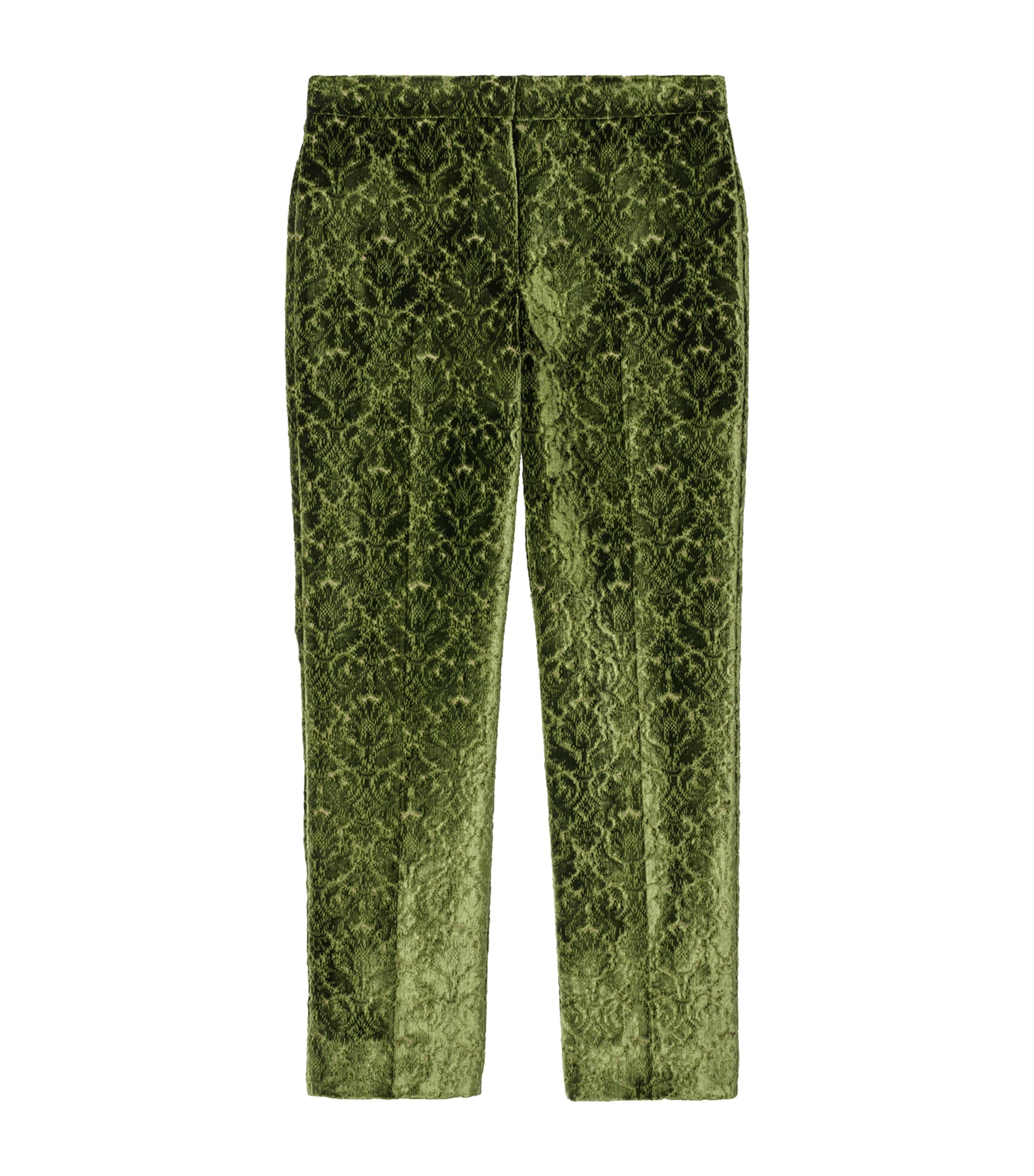 Burberry Baroque Velvet Tailored Trousers In Green