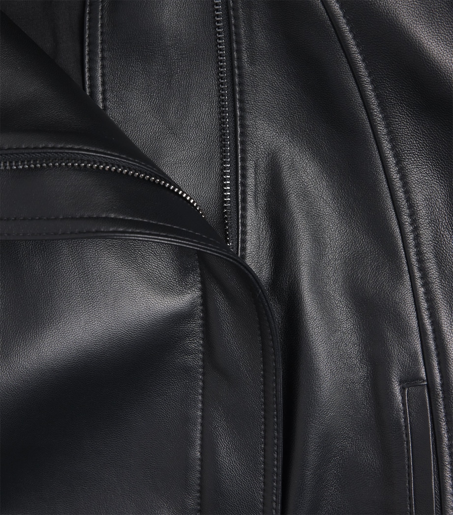 Vince Womens Asymmetric Lambskin Jacket Black Image 6
