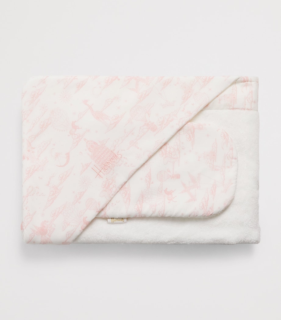 Organic Cotton Hooded Towel and Wash Mitt Set (70cm x 70cm) PINK Image 2